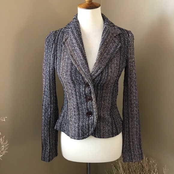 Zara Jackets & Blazers - Zara Gray Multicolor Wool Crop Blazer